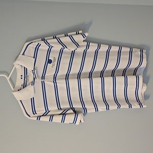 Under Armour Heat Gear Golf Polo white with blue stripe "Fox Hollow Golf Course"